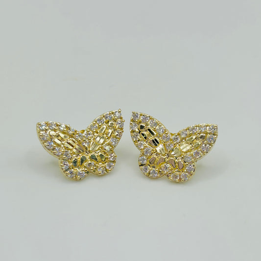 10k Gold Cz Nugget Butterfly Earrings (M)
