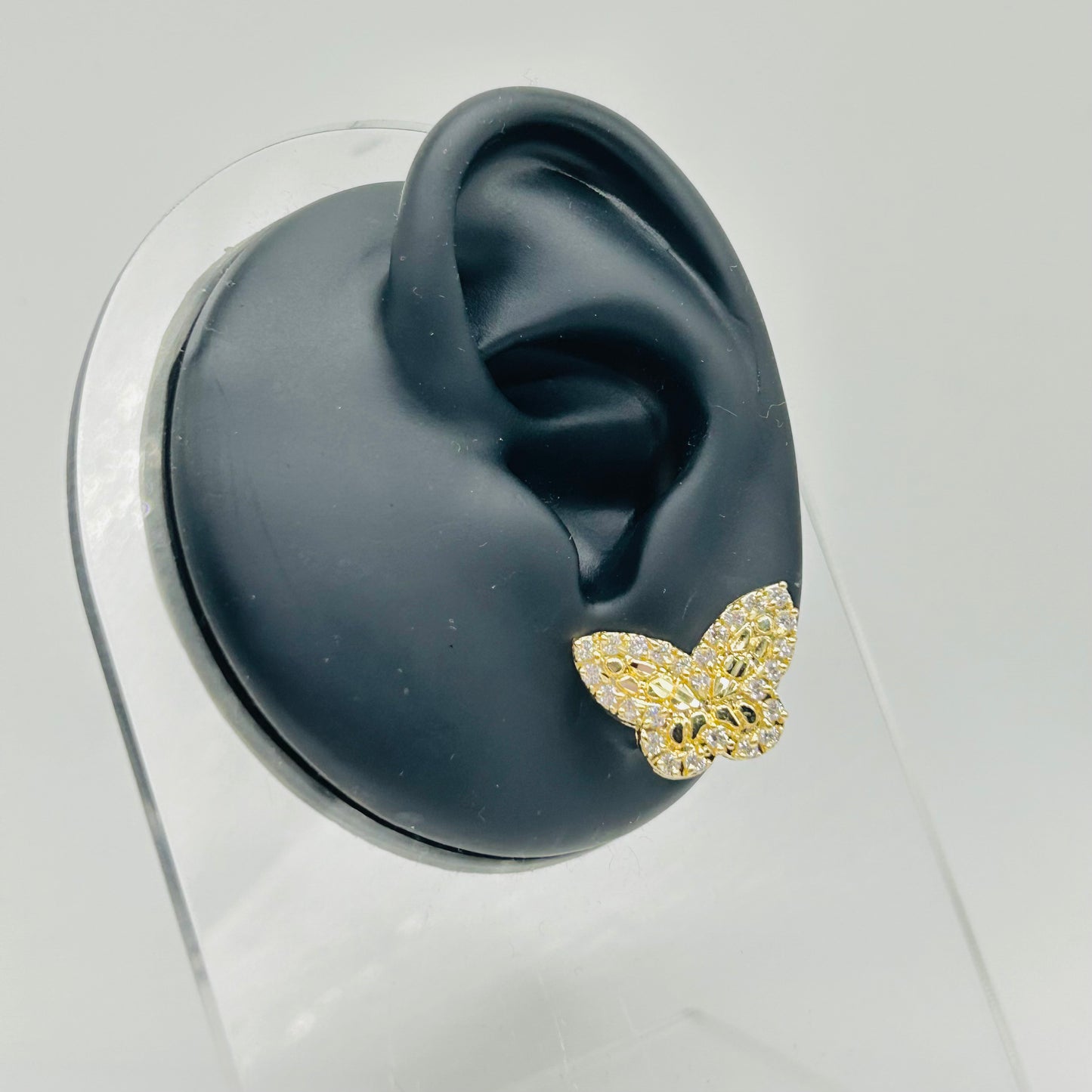 10k Gold Cz Nugget Butterfly Earrings (M)