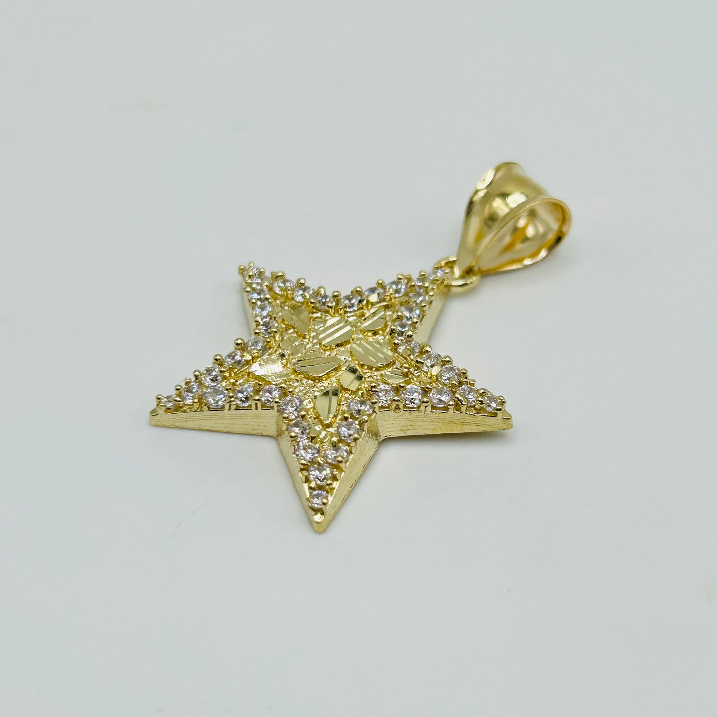 10k Gold Cz Nugget Star Charm (L)