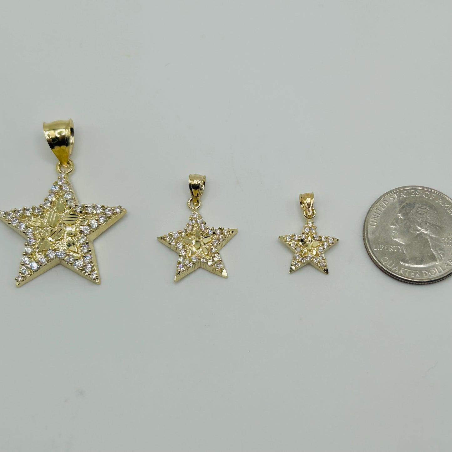 10k Gold Cz Nugget Star Charm (M)