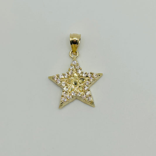 10k Gold Cz Nugget Star Charm (M)