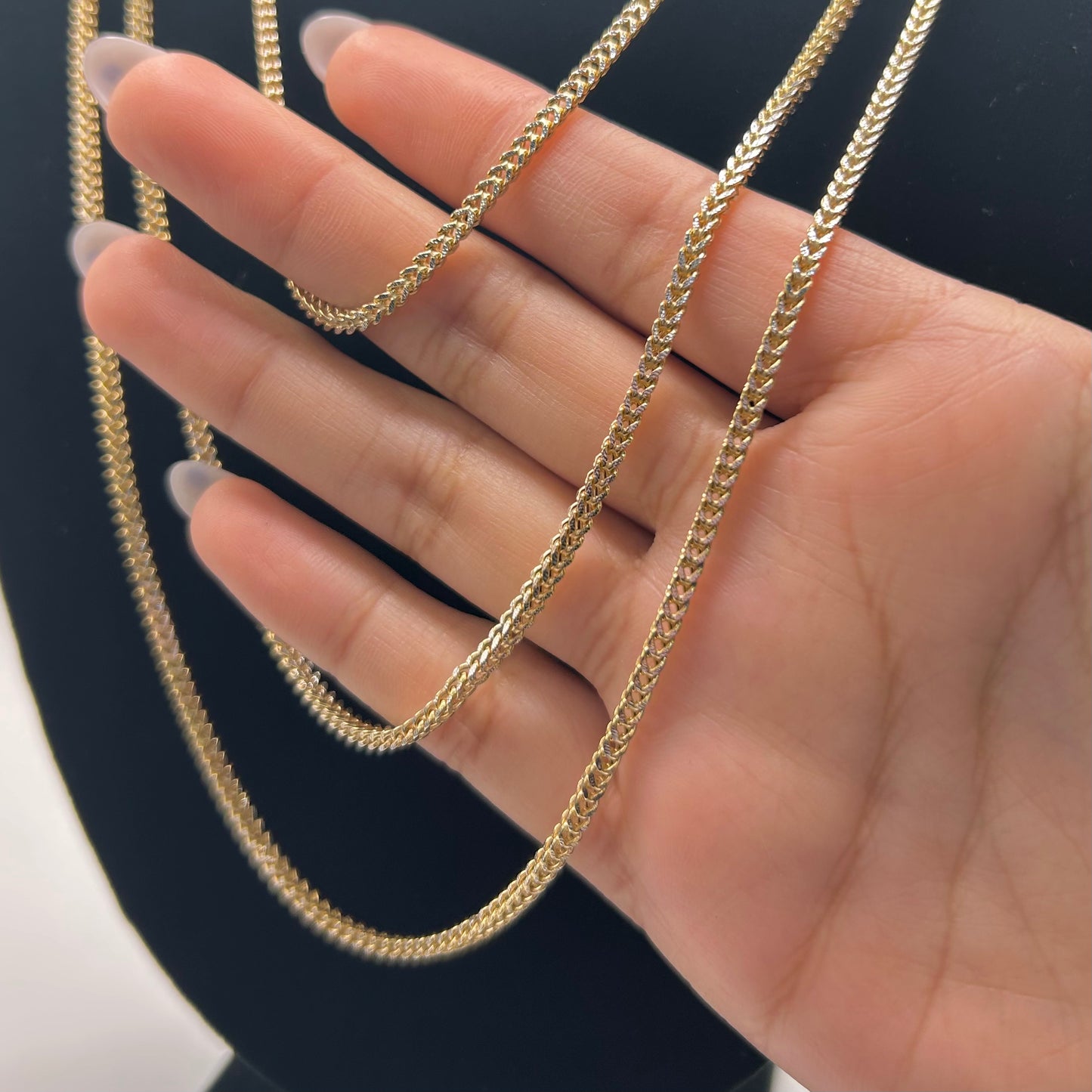 10K Gold Hollow 2.2mm Diamond Cut Franco Chain