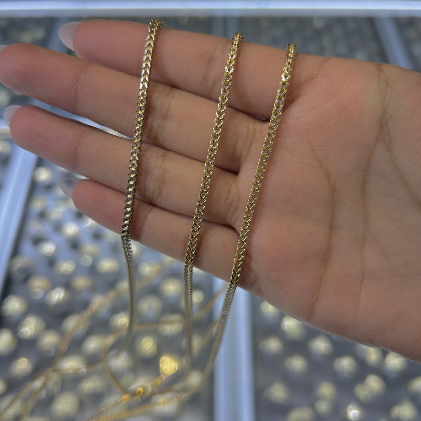 10K Gold Hollow 2.2mm Diamond Cut Franco Chain