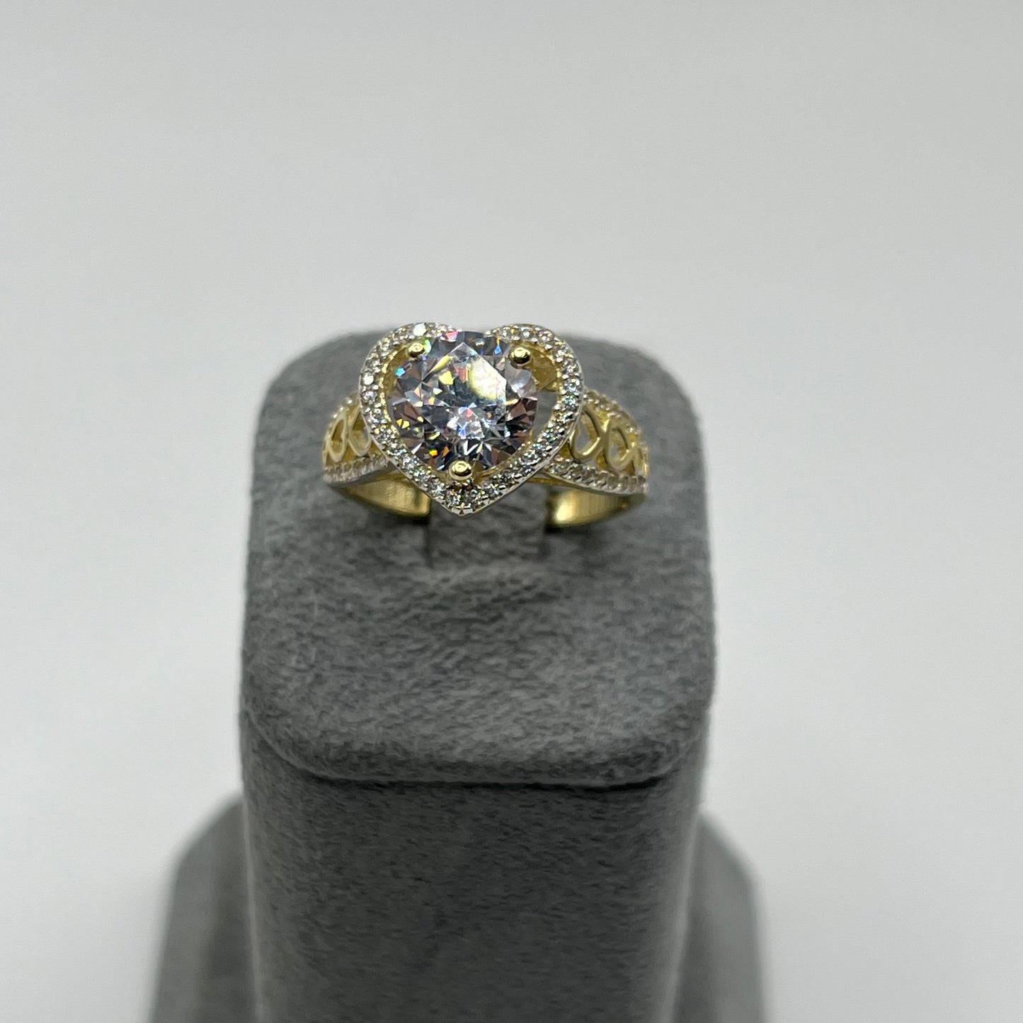10K Gold CZ Princess Heart Ring