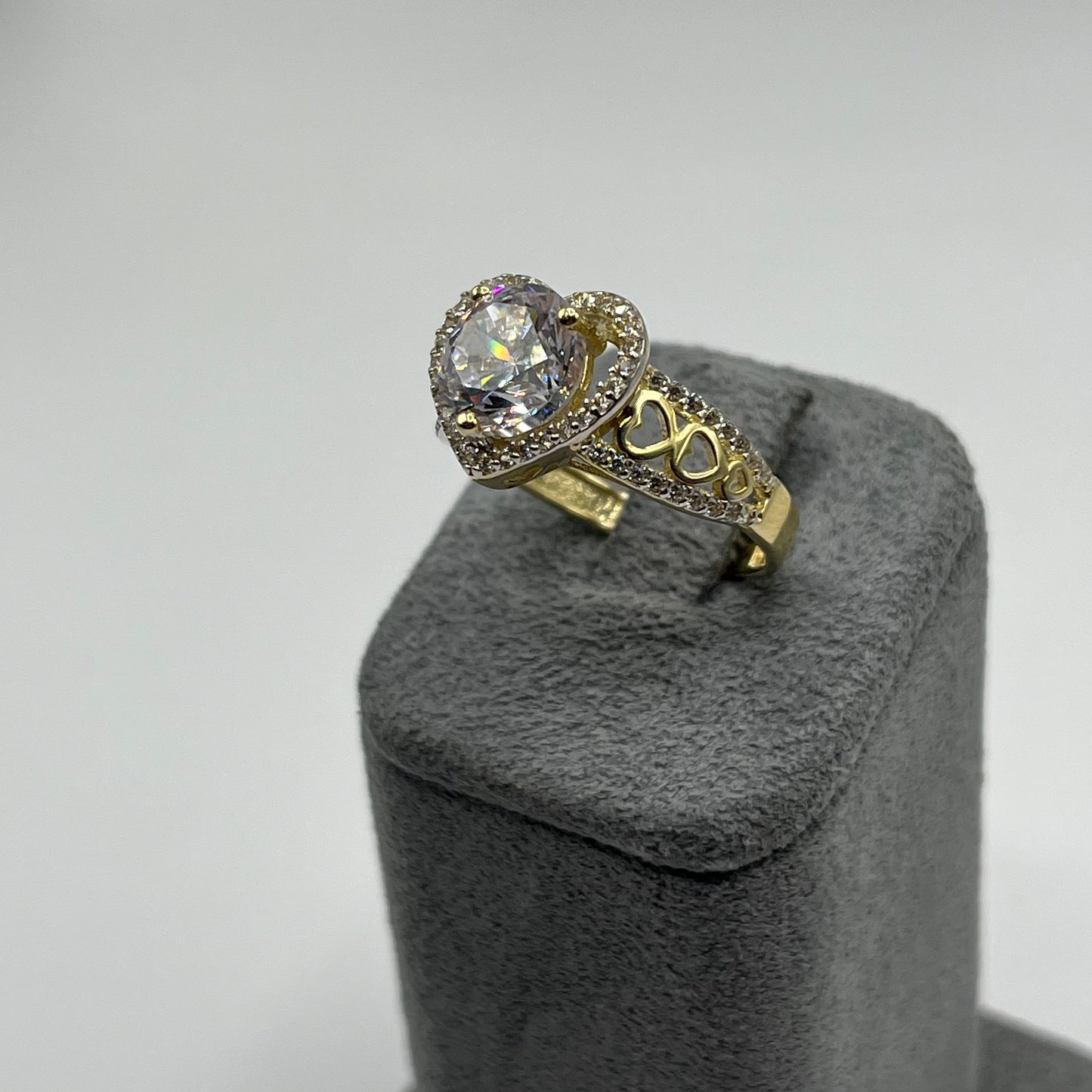 10K Gold CZ Princess Heart Ring