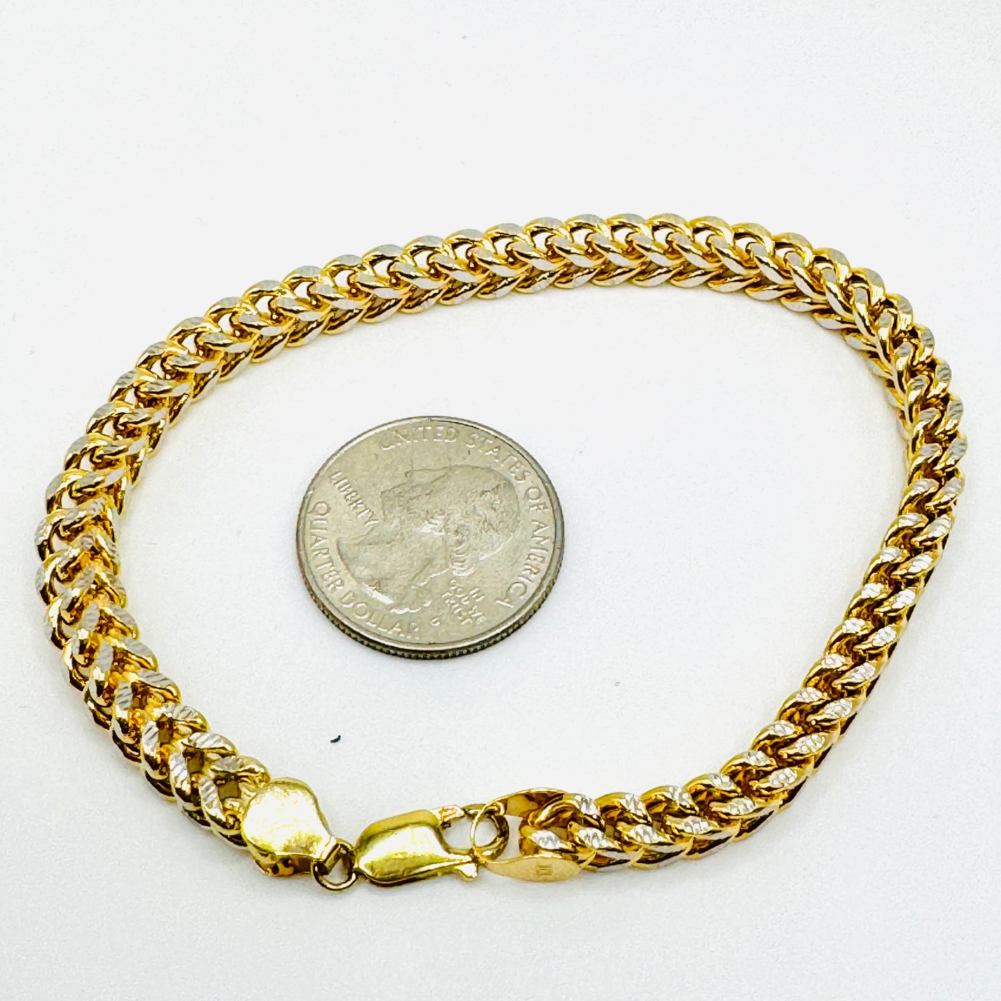 10K Gold 6mm Diamond Cut Franco Bracelet