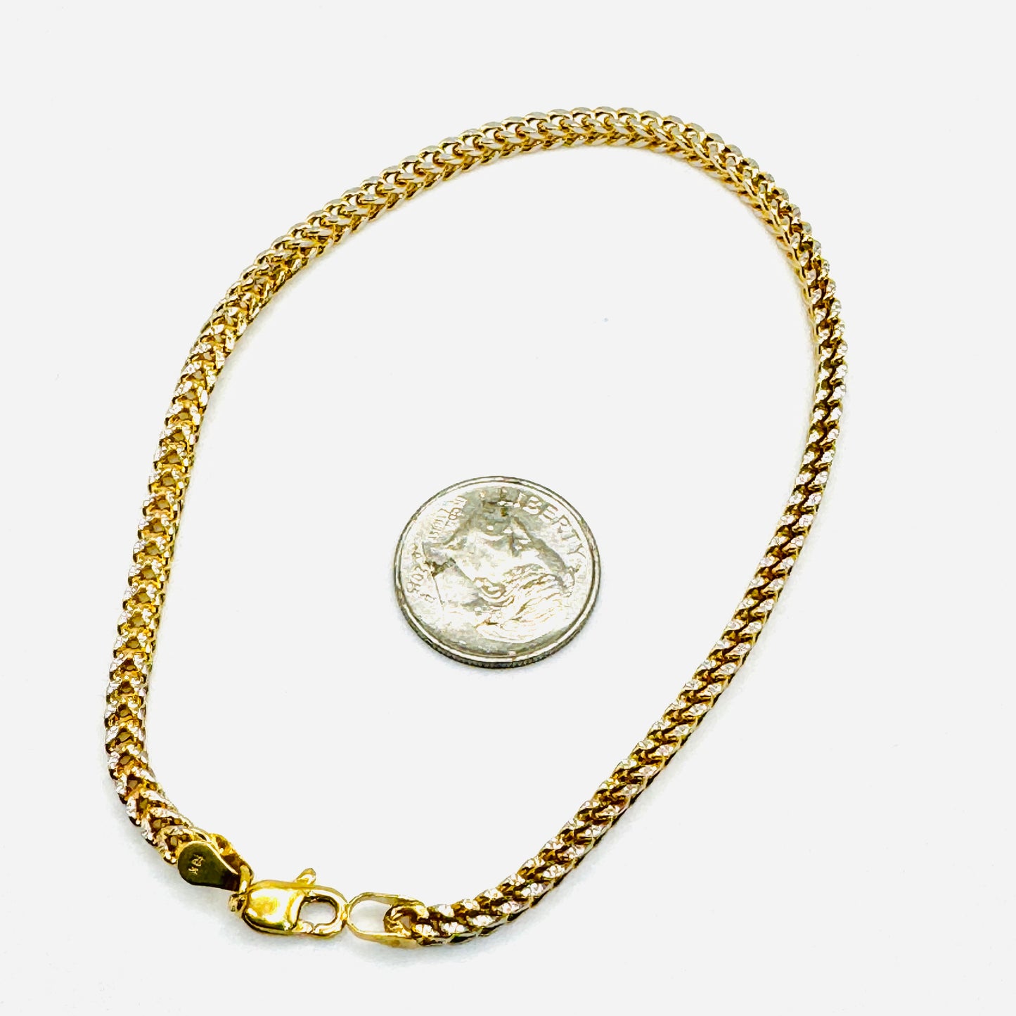 10K Gold 3mm Diamond Cut Franco Bracelet