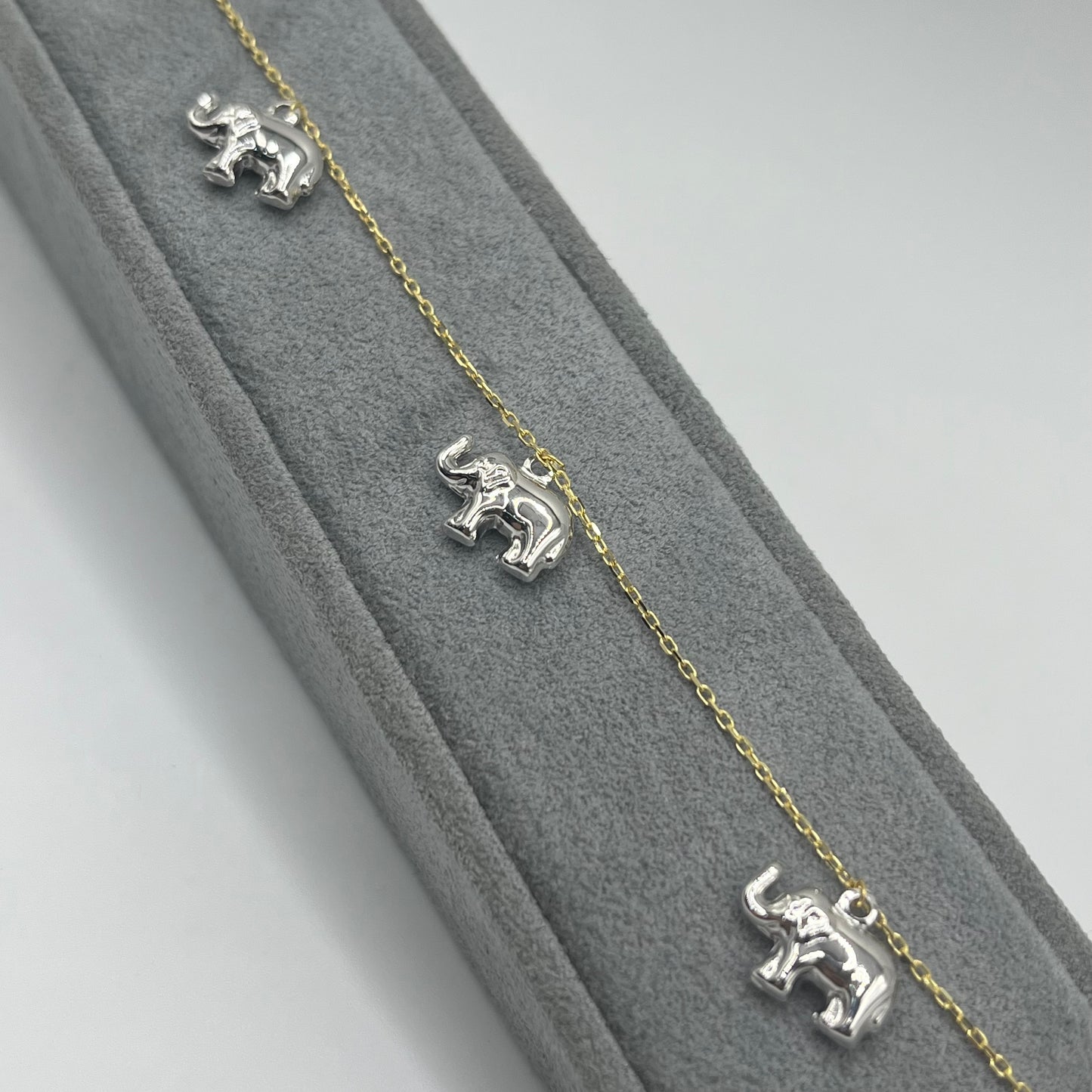 10k Gold Designer Bracelet - Elephants in White Gold