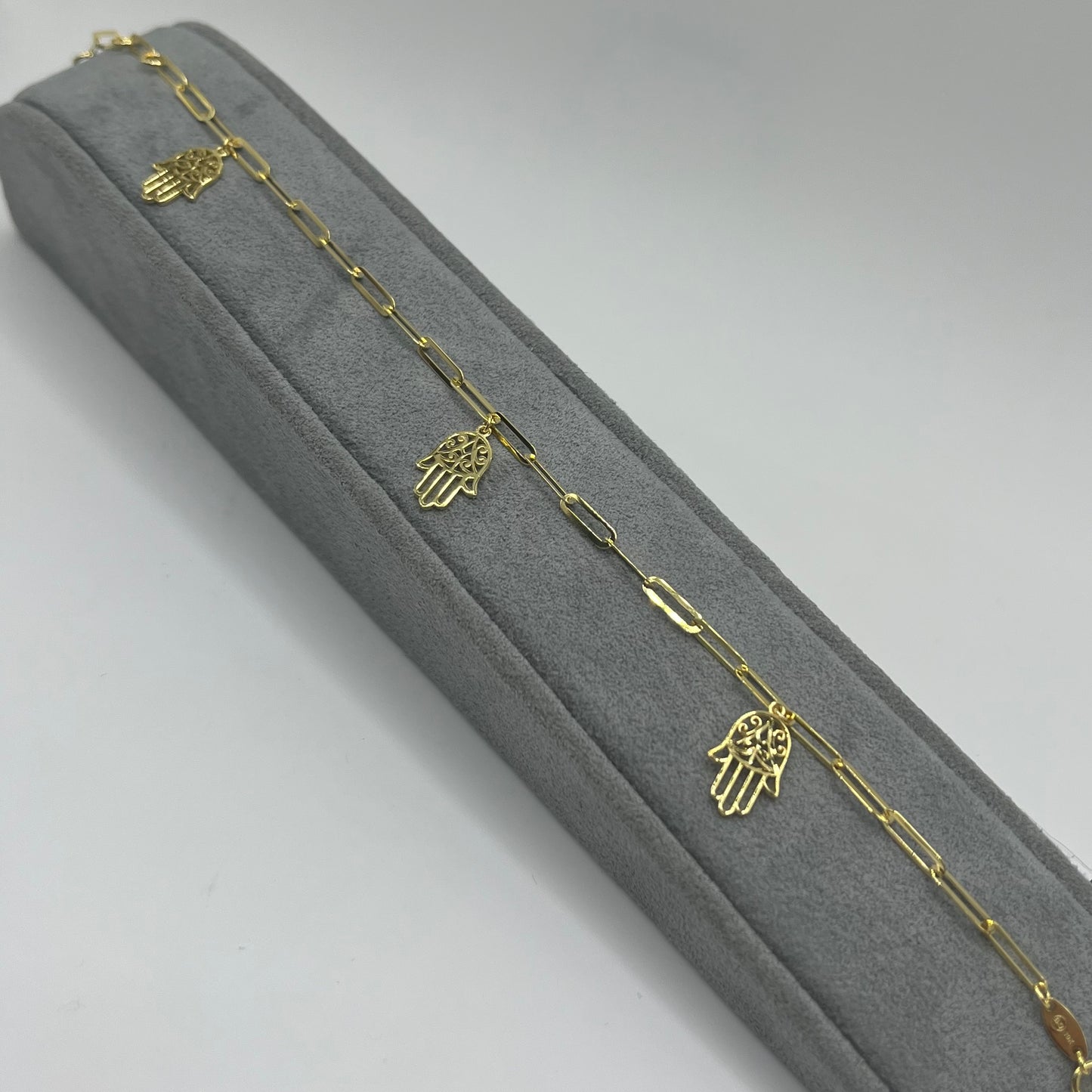 10k Gold Designer Bracelet - Fancy Hamsa Charms