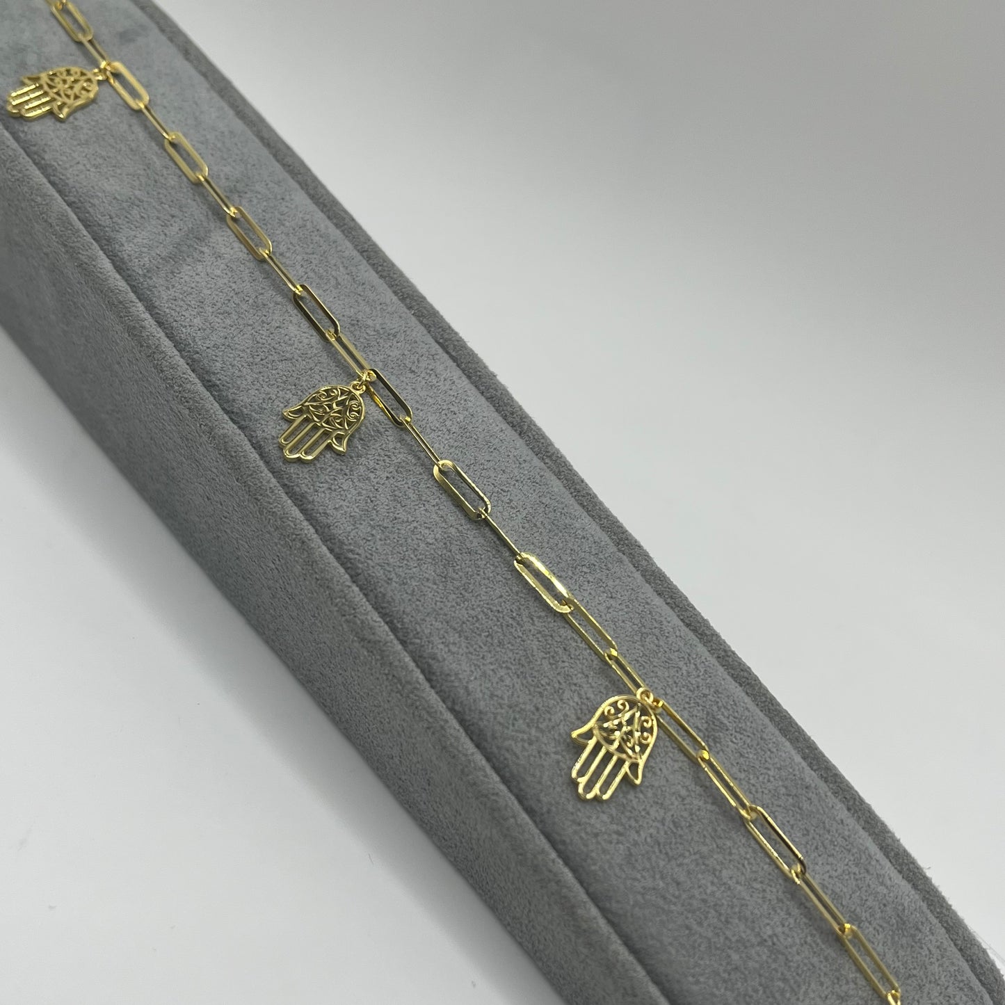 10k Gold Designer Bracelet - Fancy Hamsa Charms