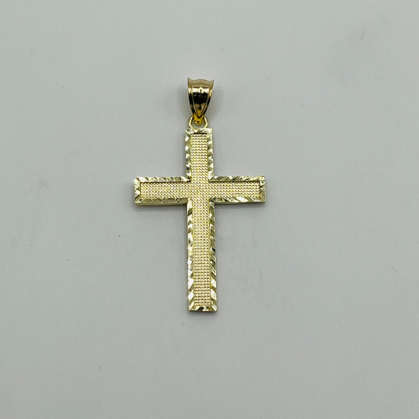 10k Gold Ribbed Classic Cross Charm