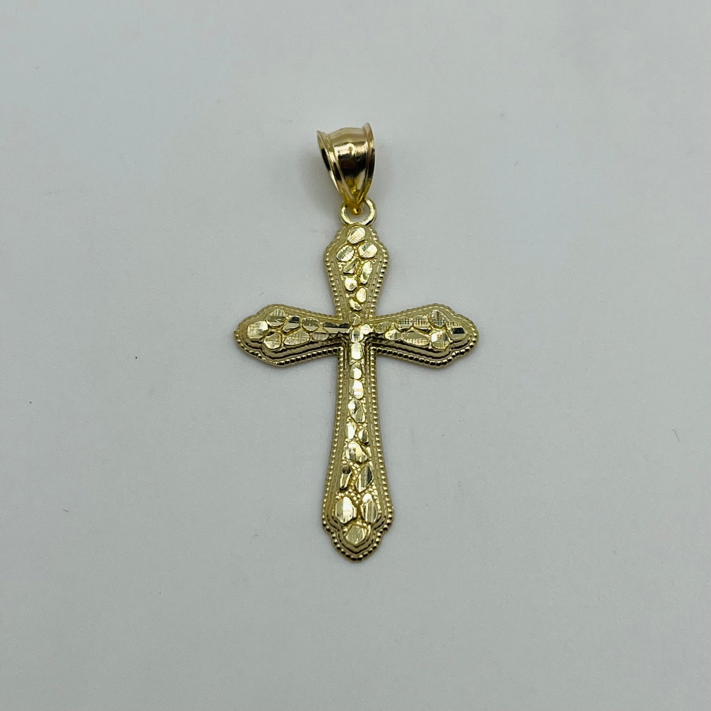 10k Gold Antique Nugget Cross Charm