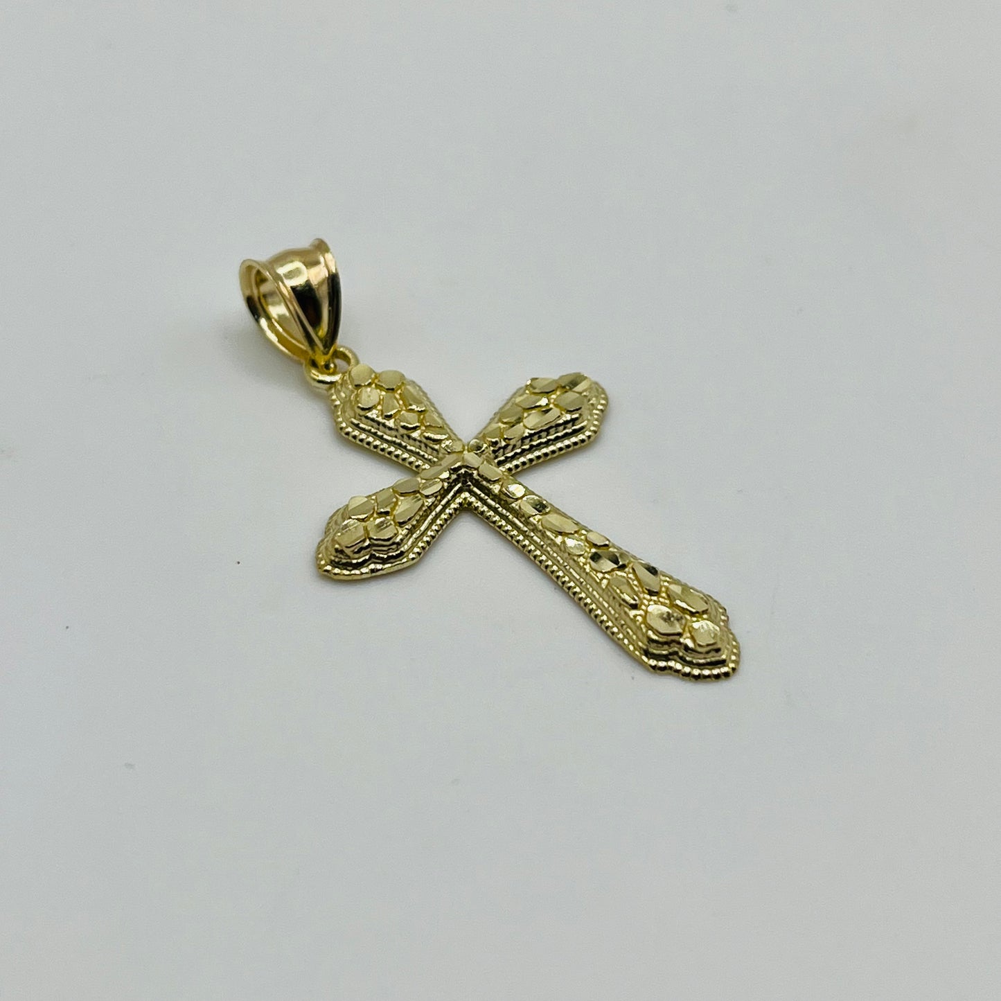 10k Gold Antique Nugget Cross Charm