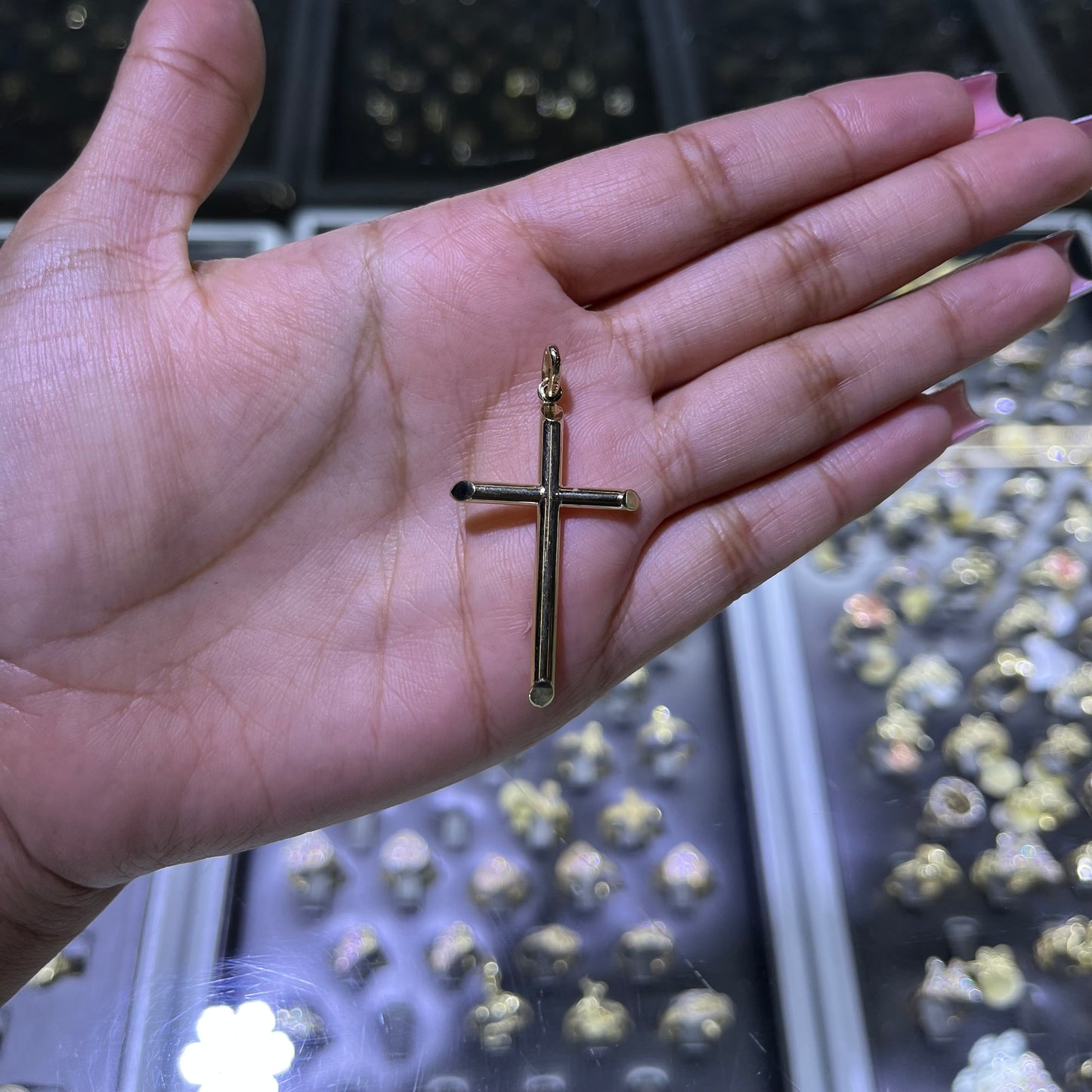 10k Gold Dainty Cross Charm
