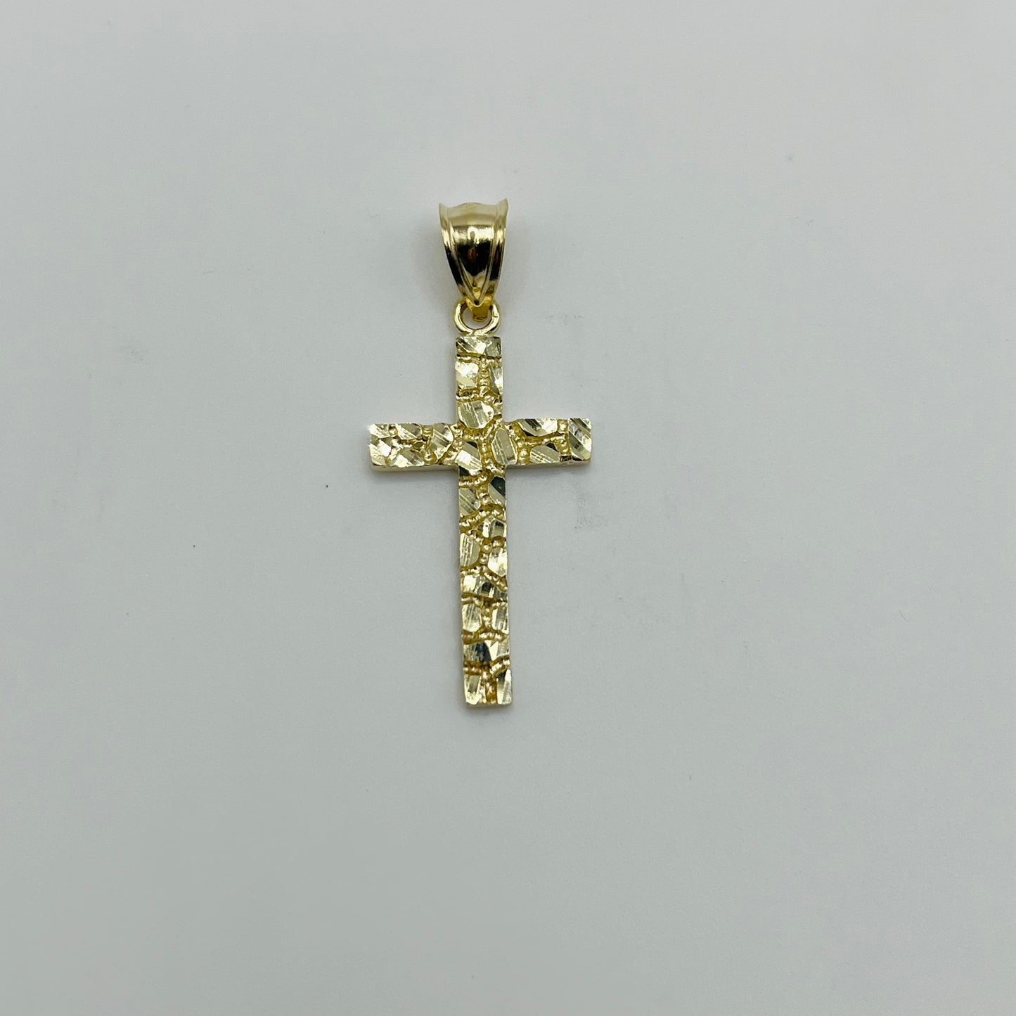 10k Gold Nugget Cross Charm