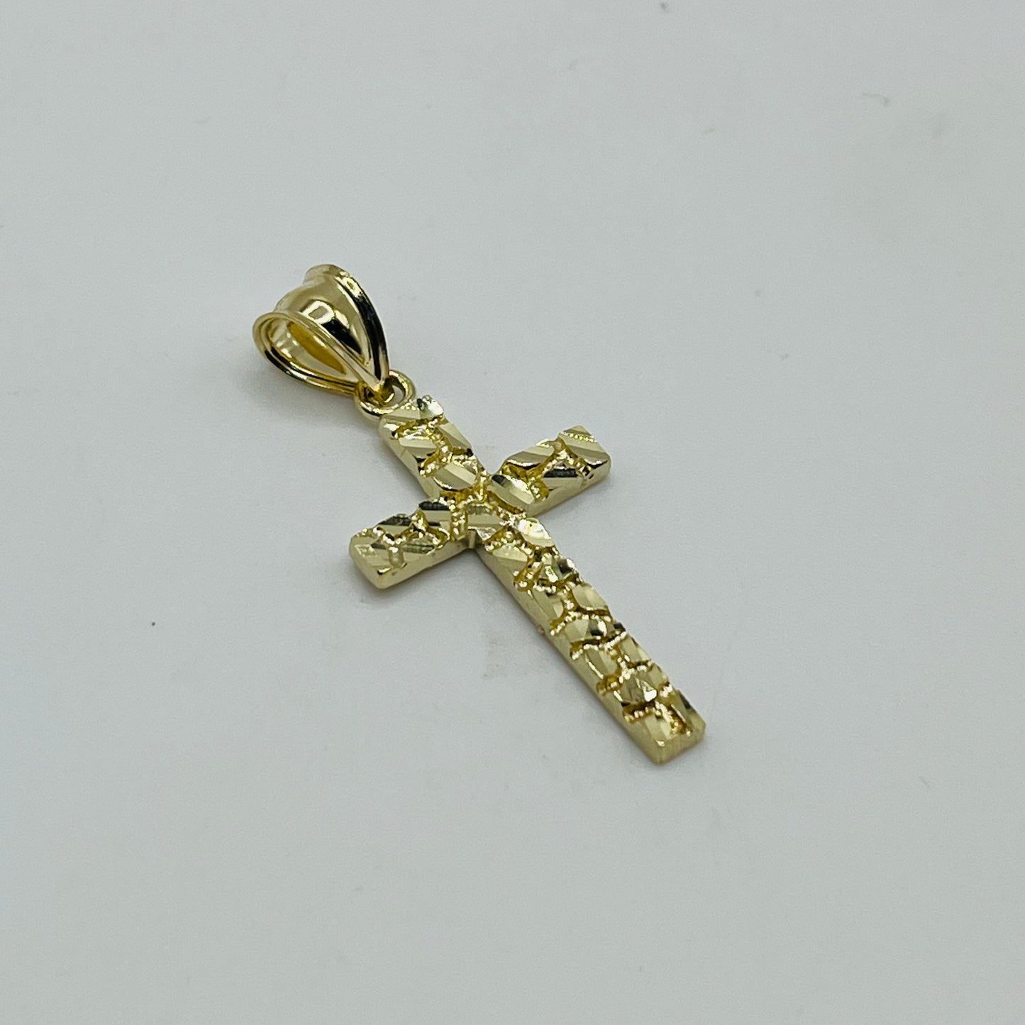 10k Gold Nugget Cross Charm