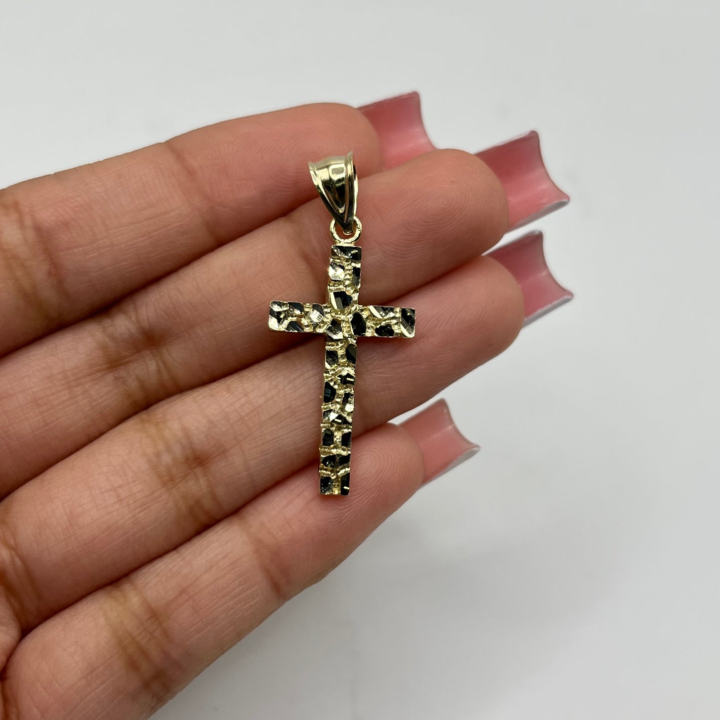 10k Gold Nugget Cross Charm