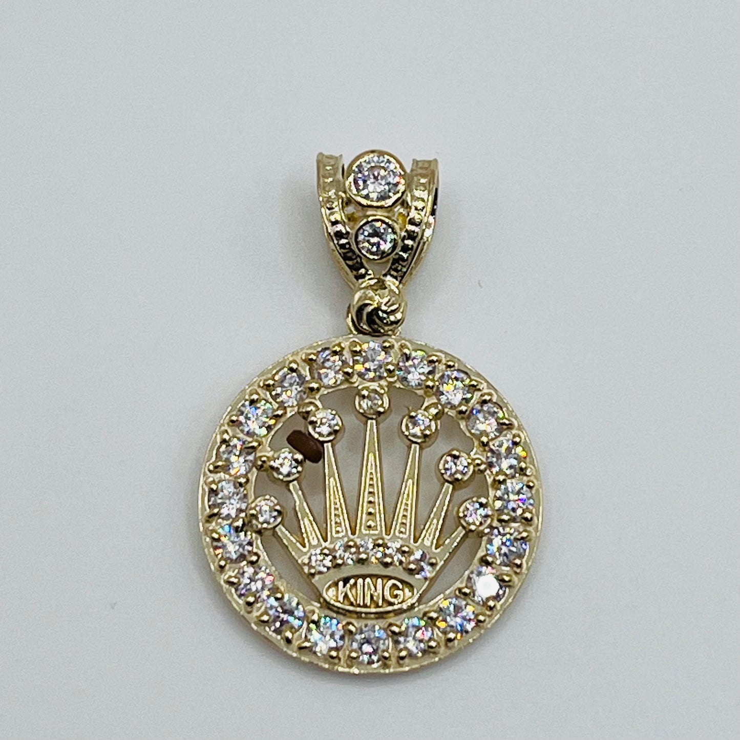 10K Gold CZ RX Crown Charm