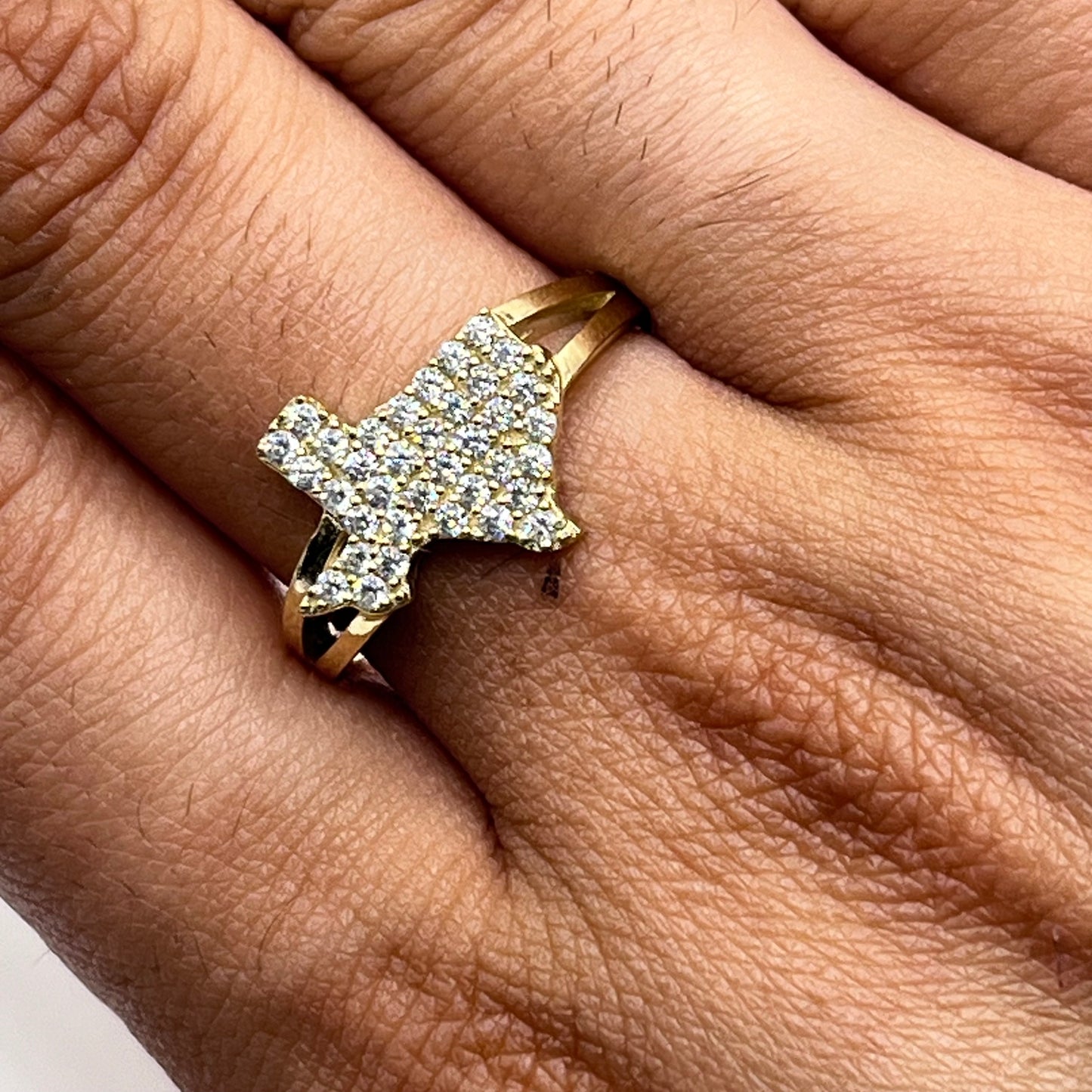 10K Gold CZ Texas Ring
