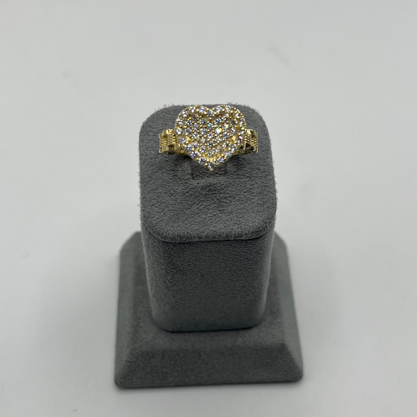 10k Gold RX White Heart CZ Ring (medium)
