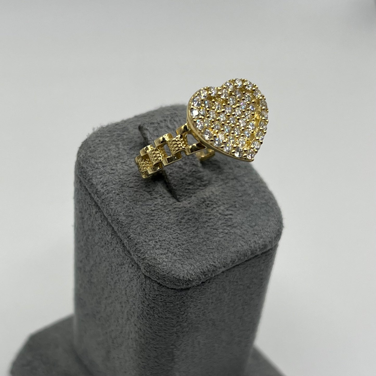 10k Gold RX White Heart CZ Ring (medium)