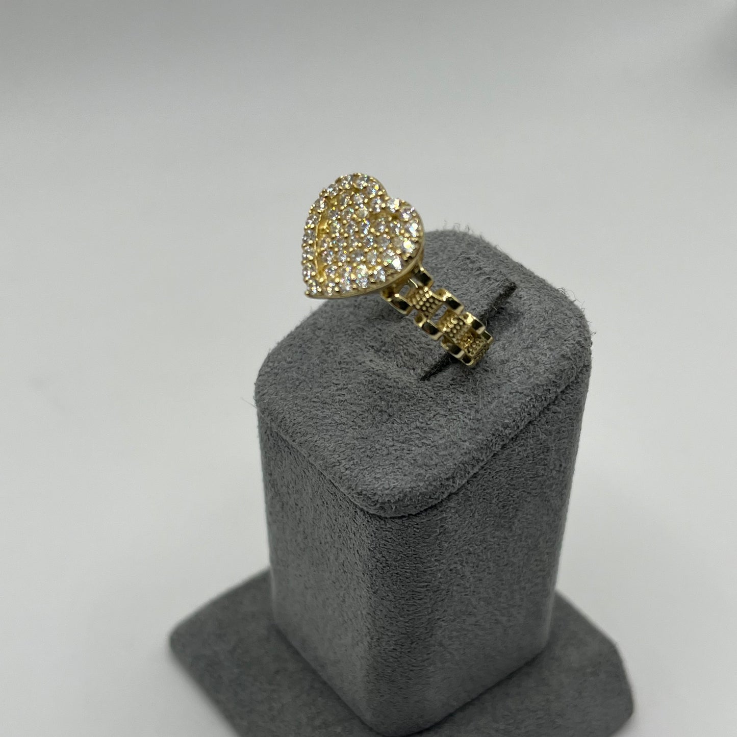 10k Gold RX White Heart CZ Ring (medium)
