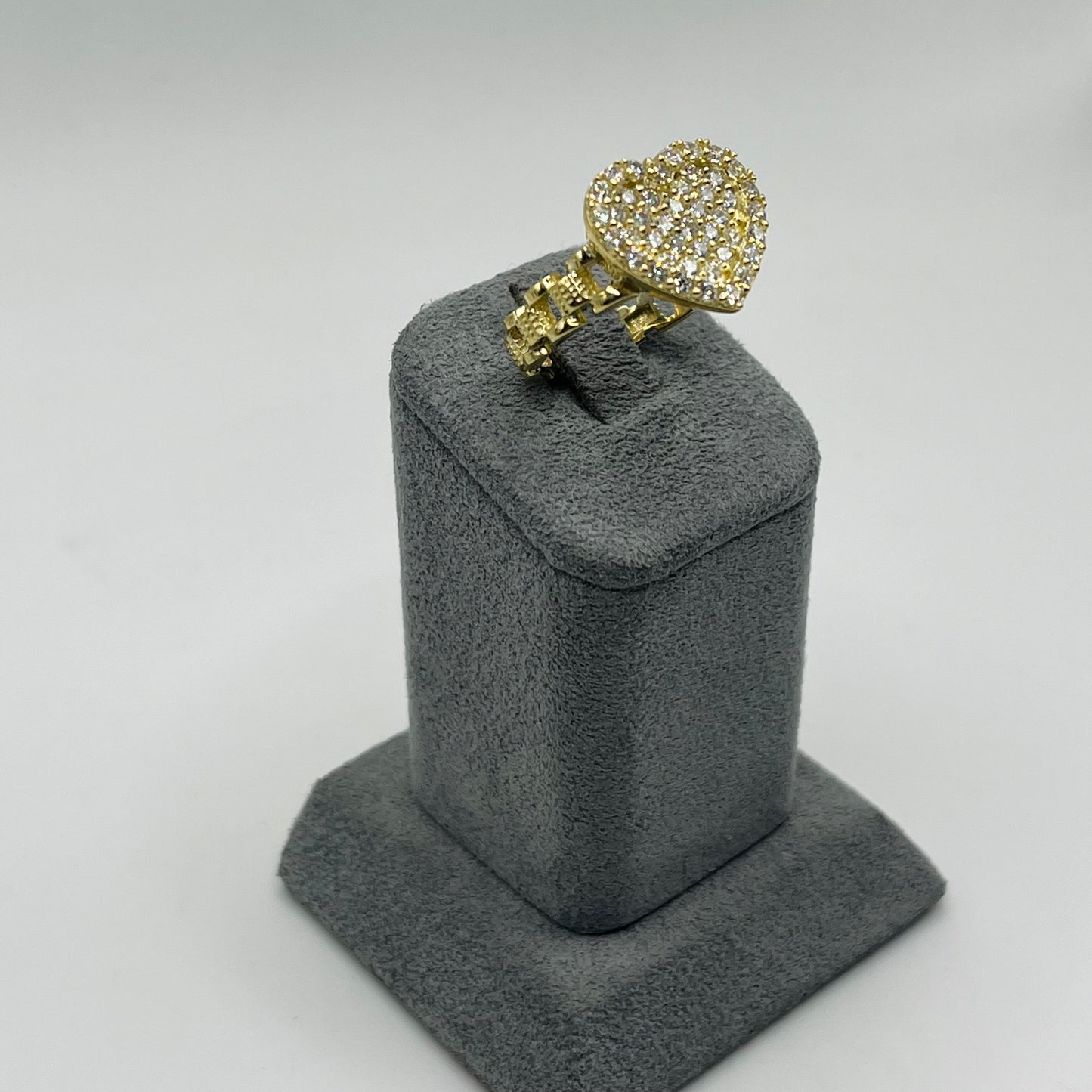 10k Gold Rx White Heart Cz Ring (Large)