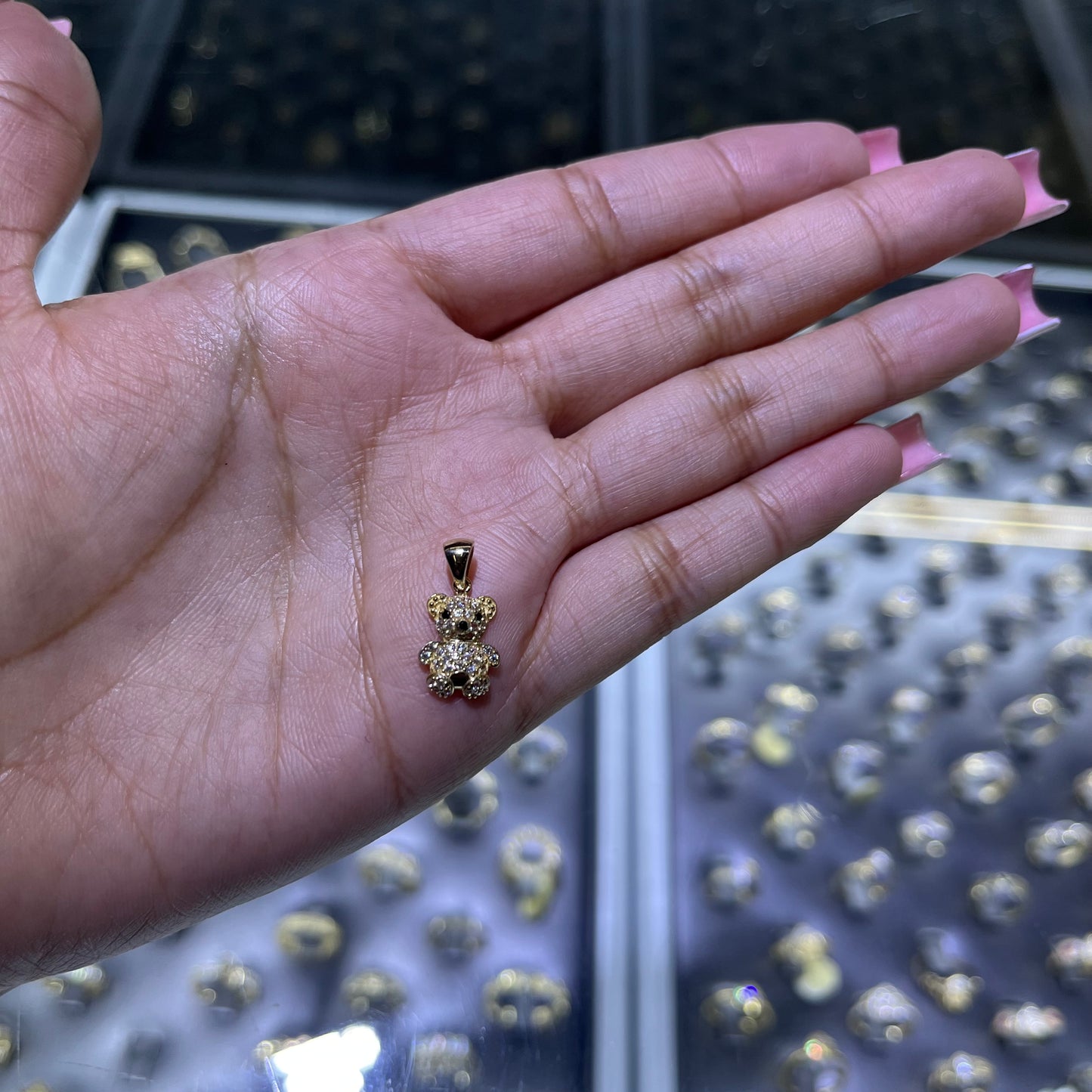 10k Gold CZ Tiny Teddy Bear Charm