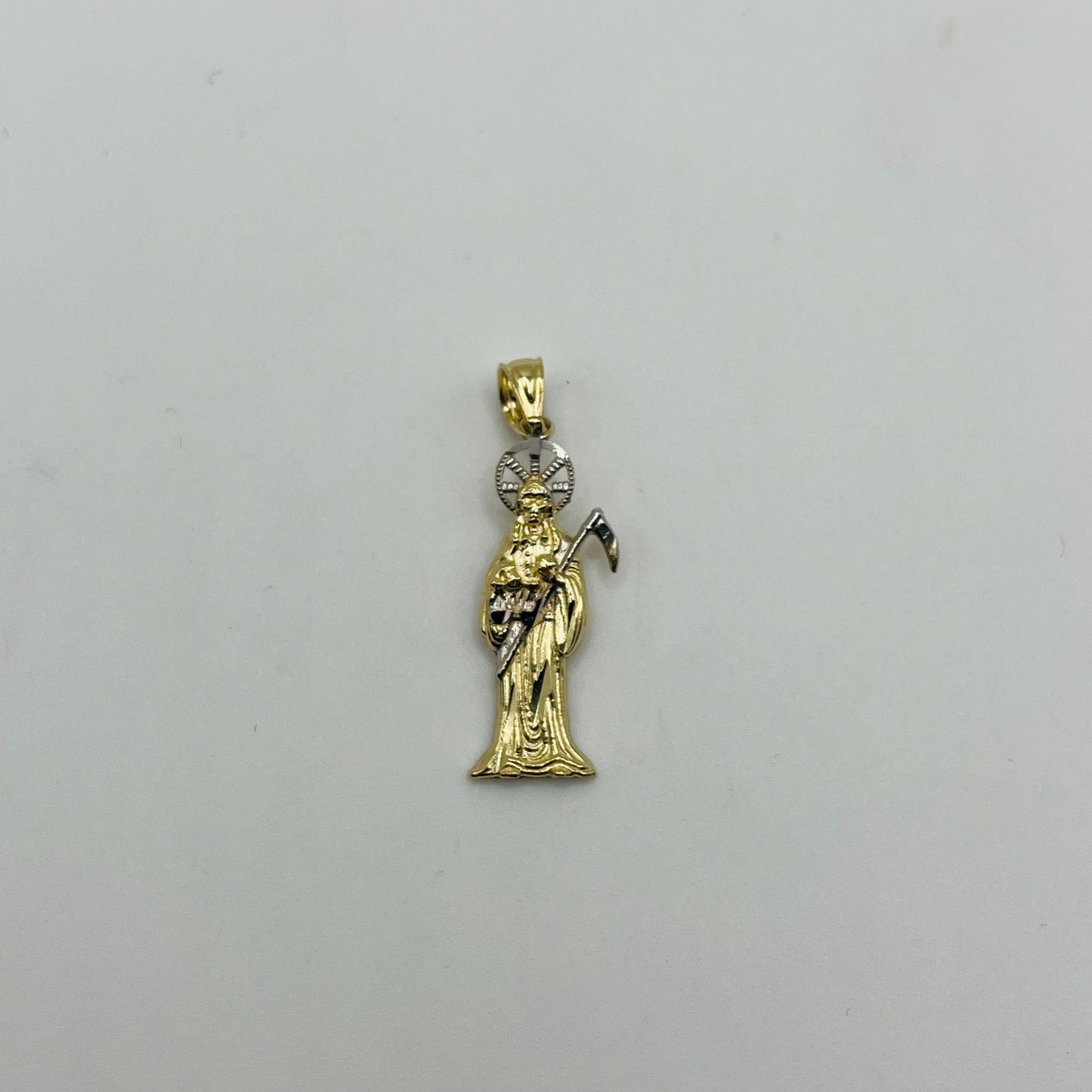 14k Gold two Tone Santa Muerte Charm (Small)