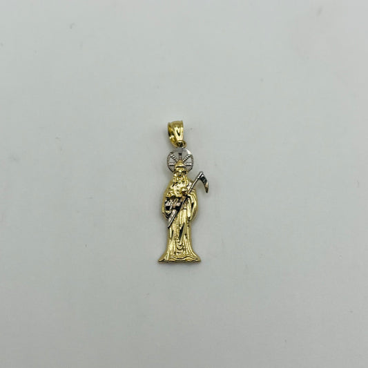 14k Gold Two Tone Santa Muerte Charm (Small)