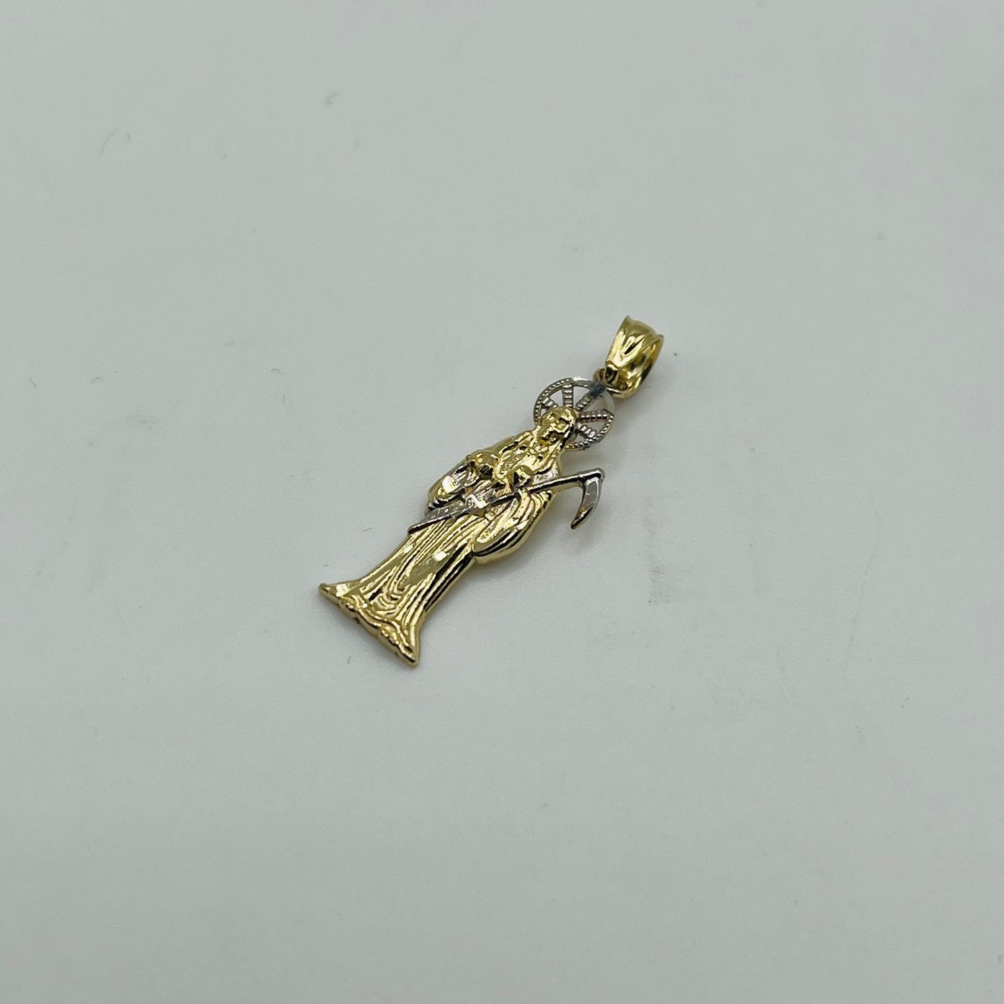 14k Gold two Tone Santa Muerte Charm (Small)