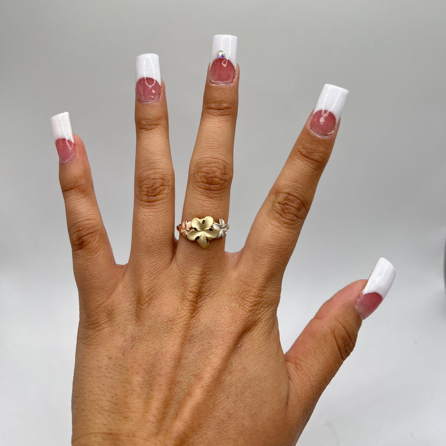 10k Gold Hibiscus Tri-Color Matte Ring (Small)