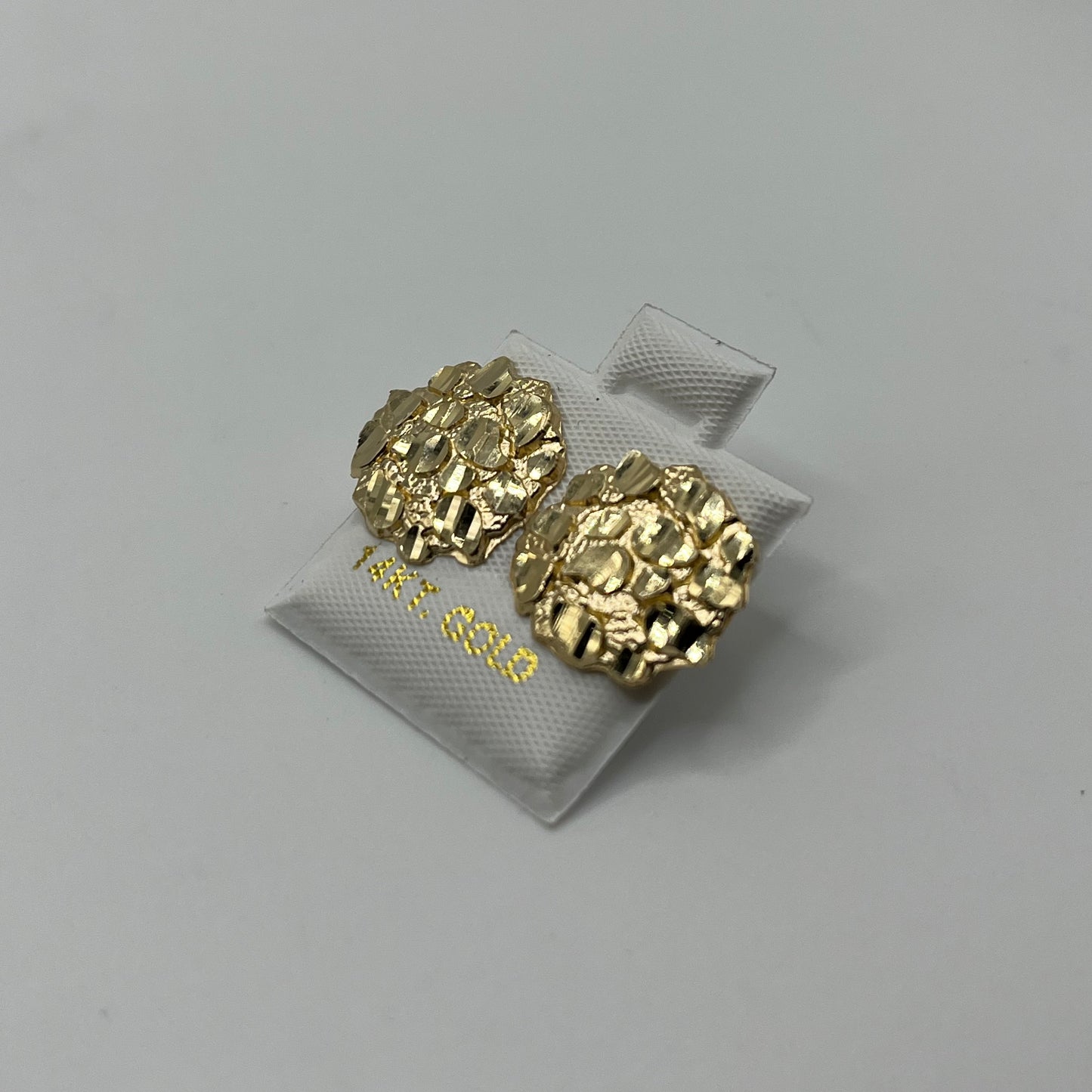 14k Gold Round Nugget Earrings (XL)