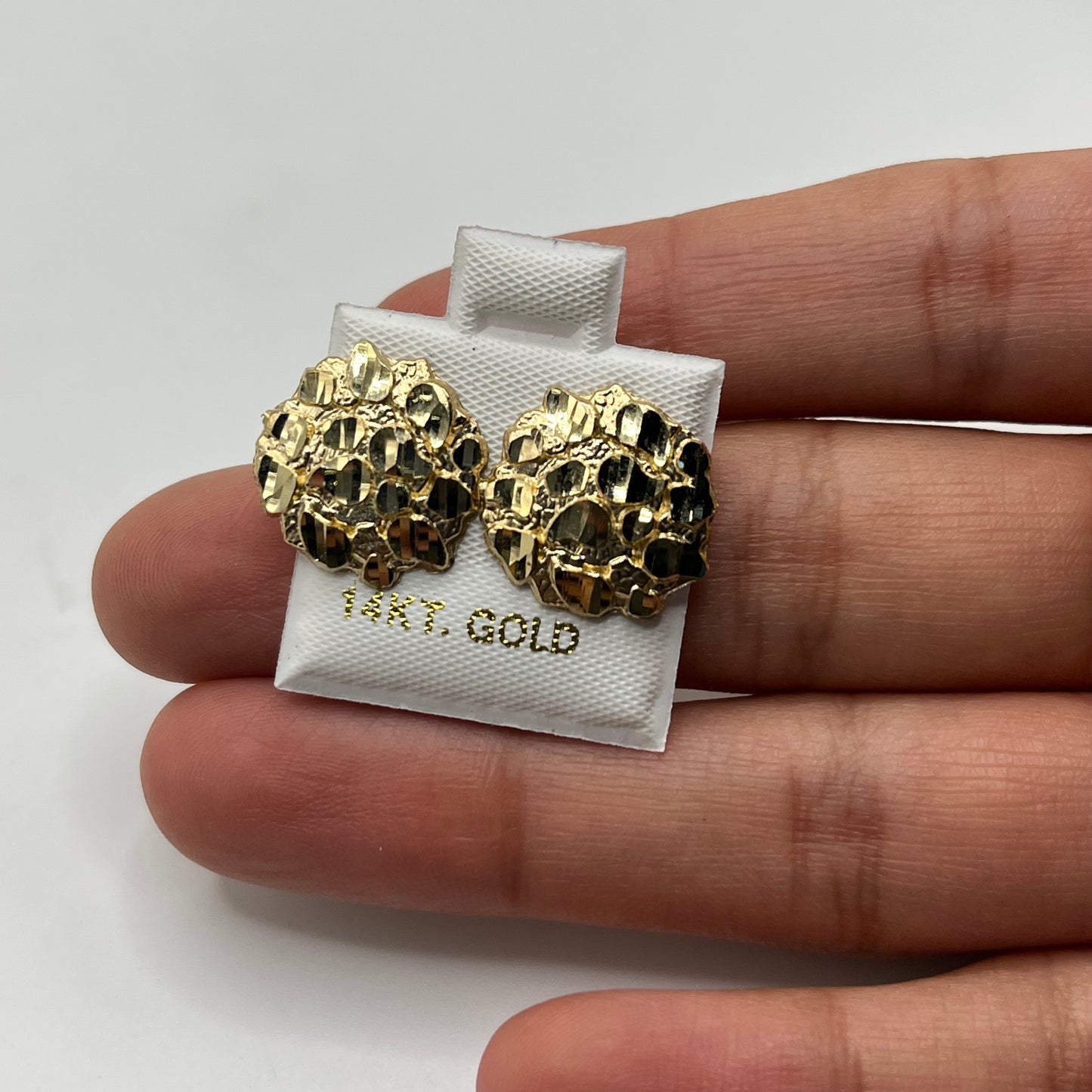 14k Gold Round Nugget Earrings (XL)