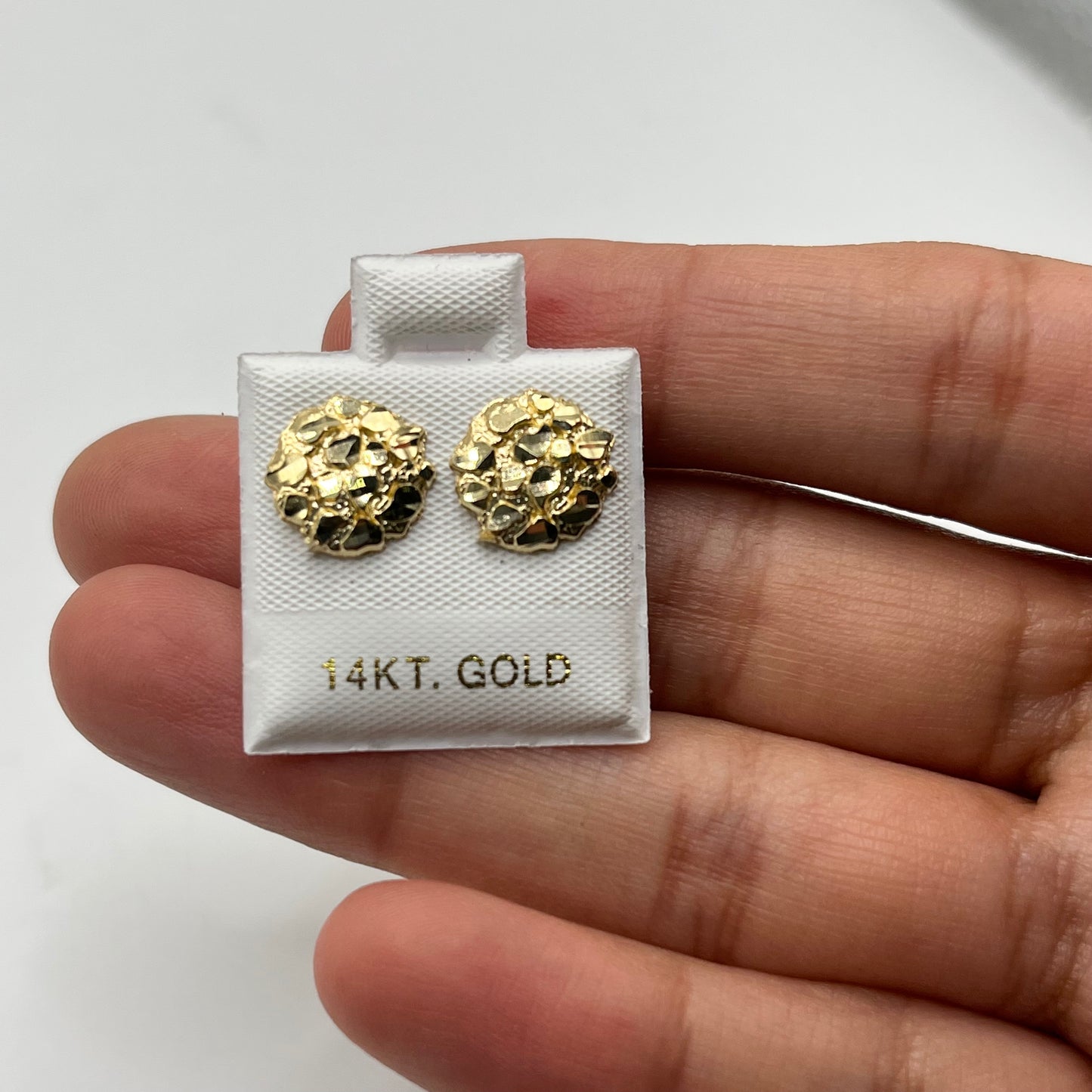14k Gold Round Nugget Earrings (Small)
