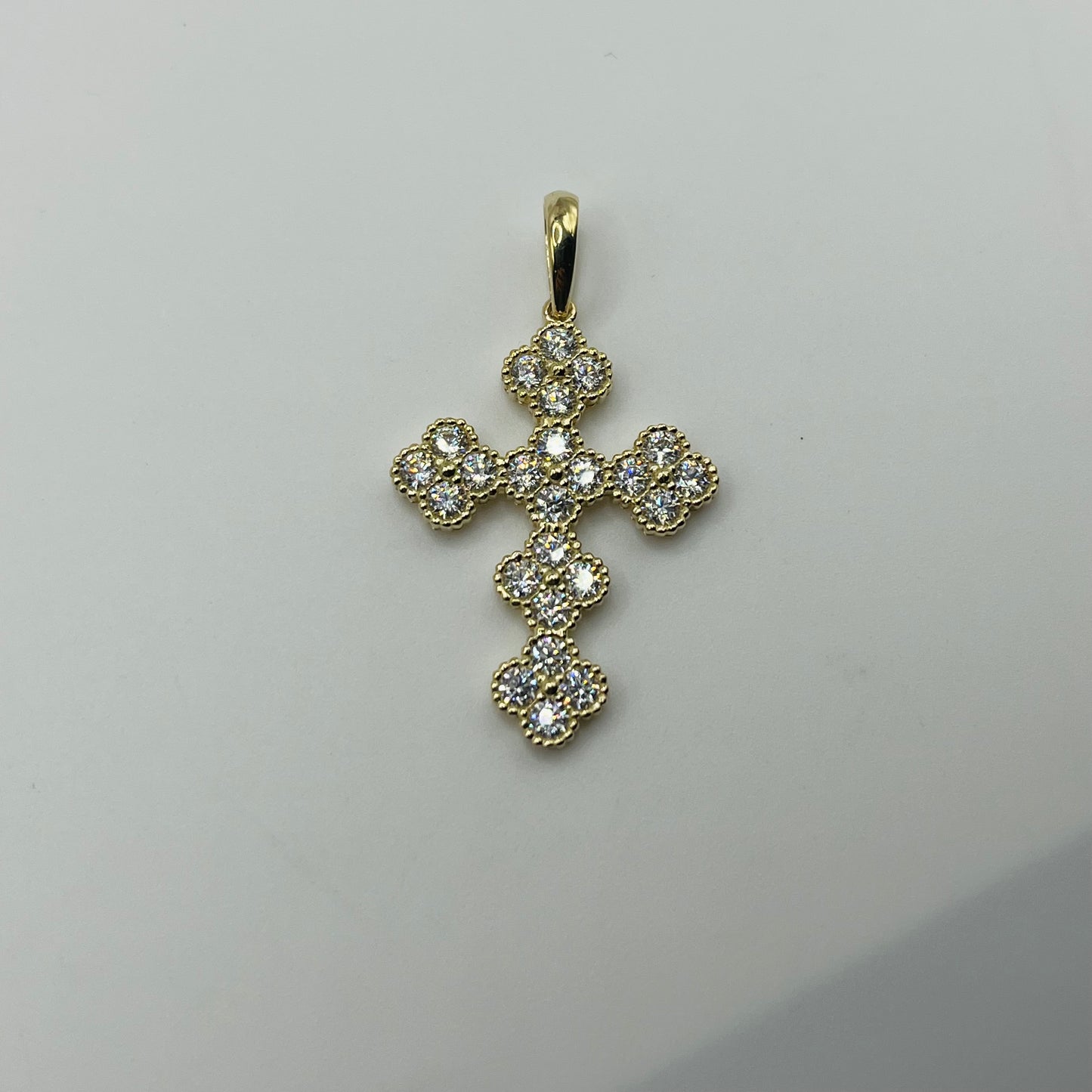 10k Gold CZ Clover Cross Charm