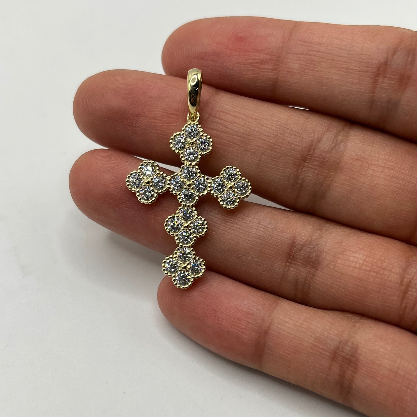 10k Gold CZ Clover Cross Charm