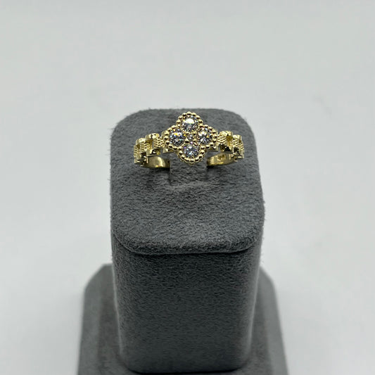 10k Gold Clover CZ Rx Ring