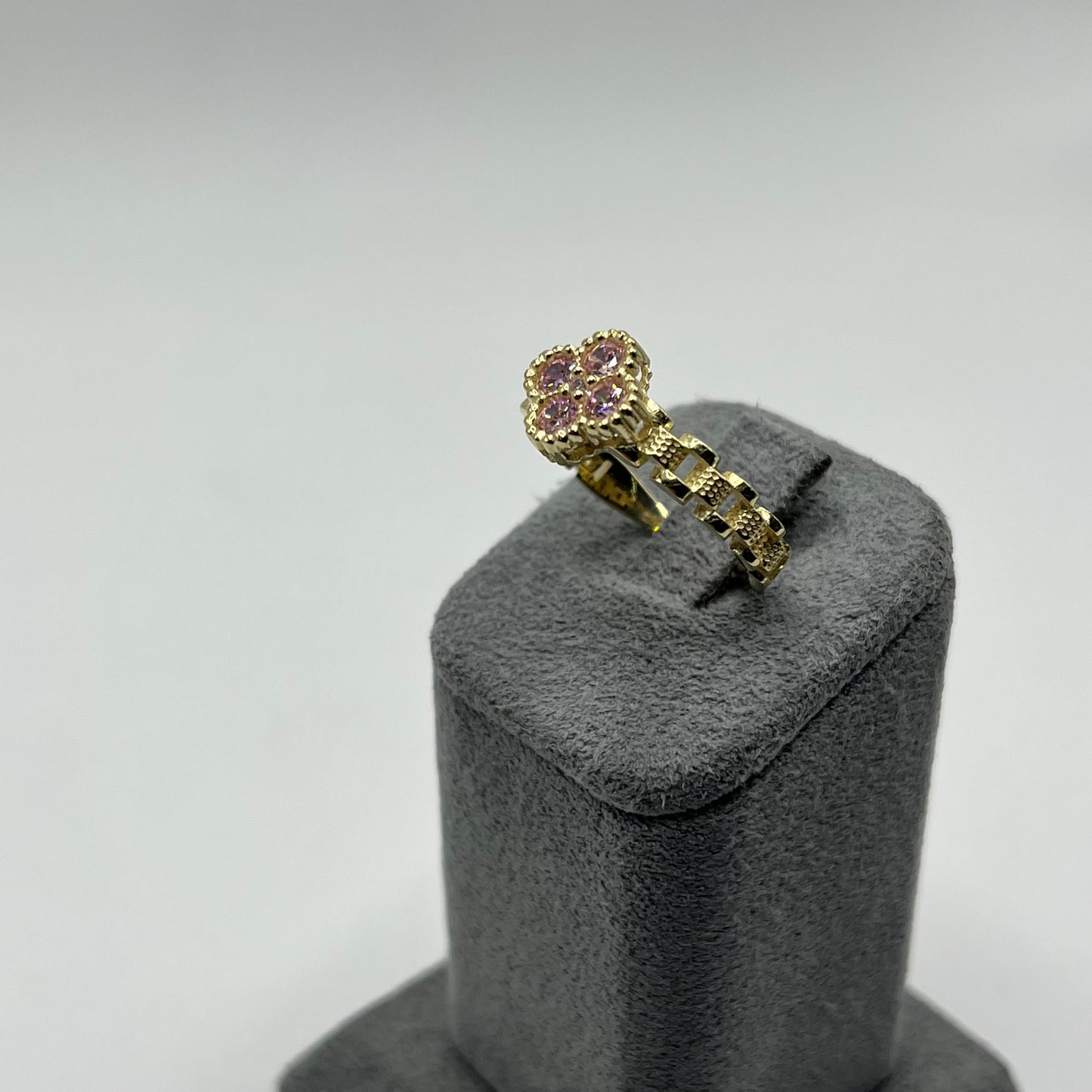10k Gold Pink Clover Rx Ring