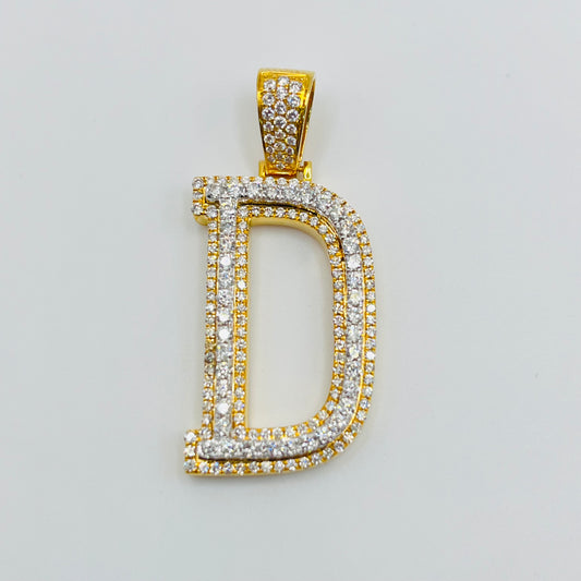 14K Diamond Initial Pendant (Large Block Font)