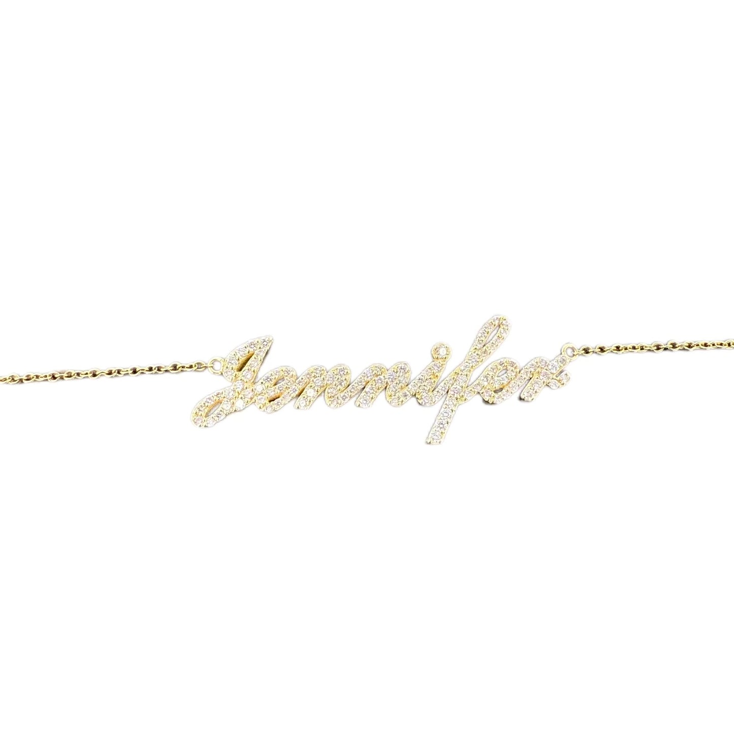 14K Gold Diamond Nameplate (with chain)