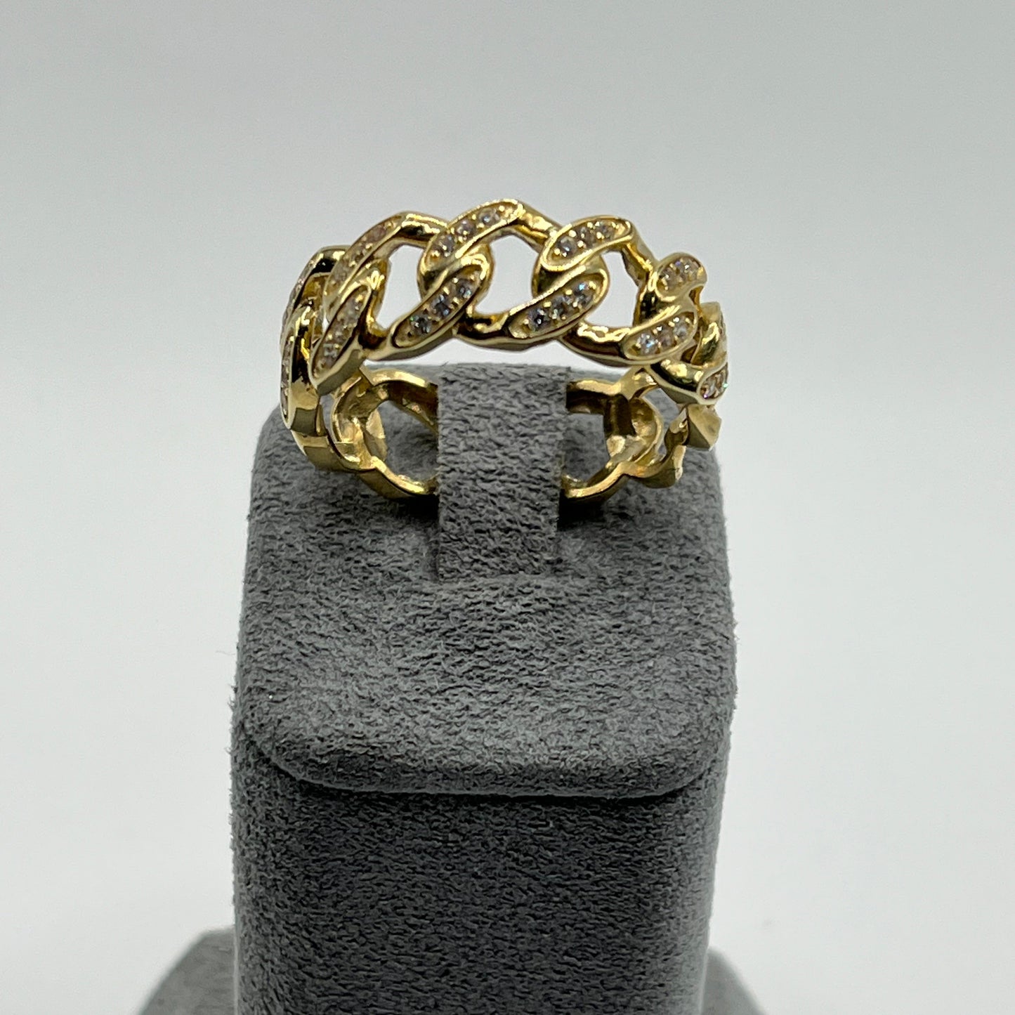 10K Gold Miami Cuban Ring with CZ's