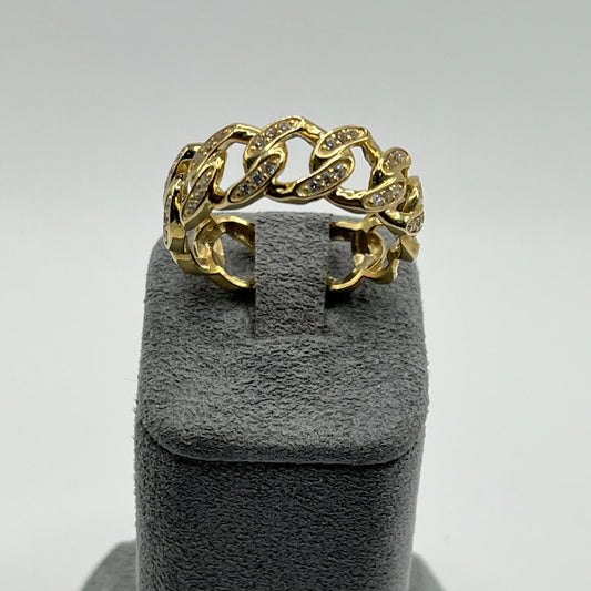 10K Gold Miami Cuban Ring with CZ's