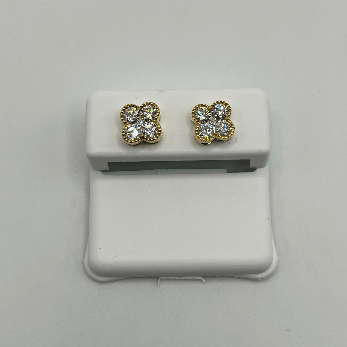 14k Gold LAB Diamond Large Clover Earrings (Screwbacks)