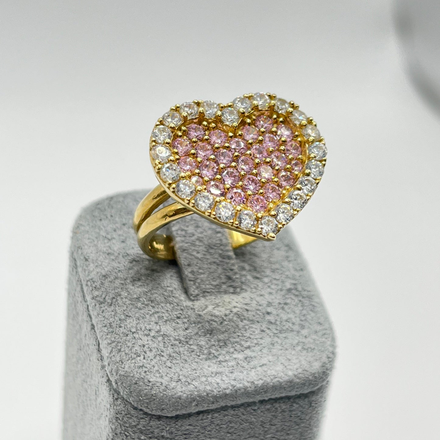 10K Gold Pink Heart Ring