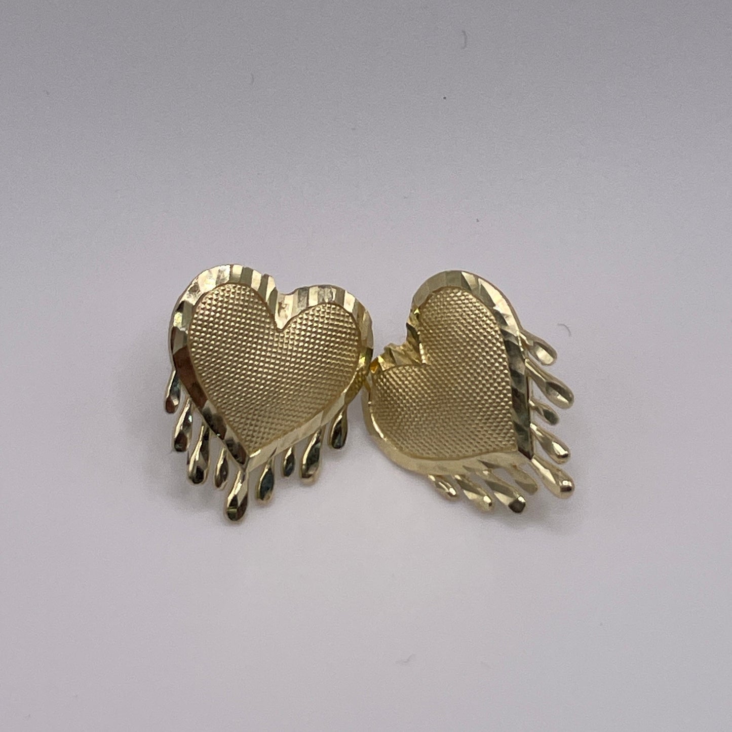 10K Gold Dripping Heart Earrings