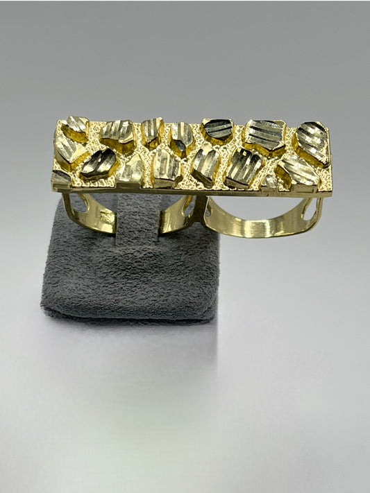 10K Solid Gold 2-Finger Nugget Ring