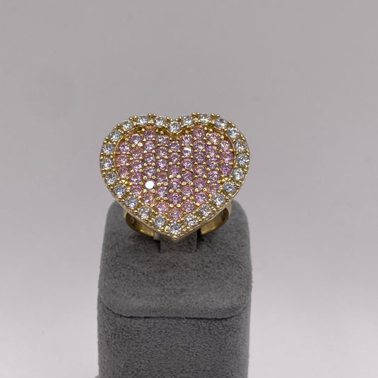10K Gold Pink Heart Ring (large)