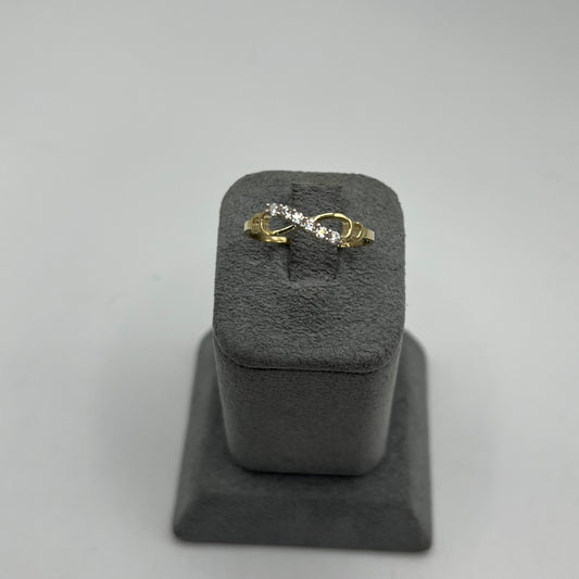 14k Gold Half CZ  Infinity Ring