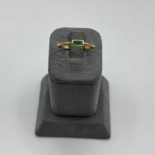 14K Gold CZ Rectangle Birthstone Rings